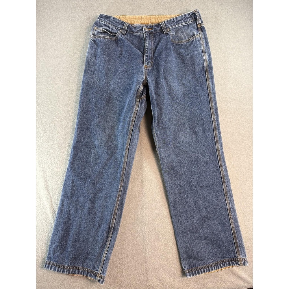 Duluth Trading Co Jeans Mens 35x30 Med Wash Blue Relaxed Straight Lined Denim